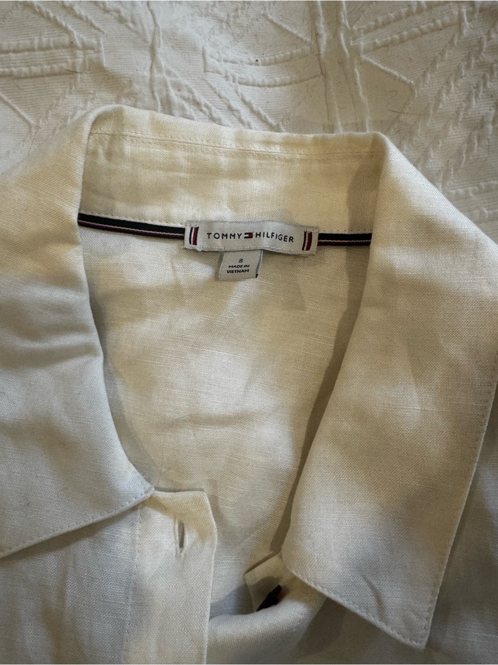 Tommy Hilfiger Linen Collared Shirt Dress in Cream - Picture 5 of 5